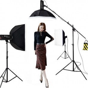 迪生M-400W影室闪光灯 摄影灯 柔光灯3灯套装 家居沙发拍摄灯